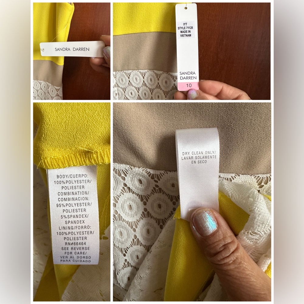 *** NWT SANDRA DARREN LACE COLOR-BLOCK SHEATH MIDI DRESS - Picture 6 of 7